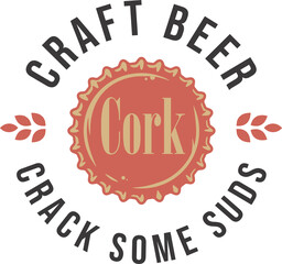 Beer cap for bar. Original brew design with metal cork from bottle for craft beer, pab or brewery