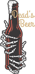 Beer bottle for bar. Original brew design with open bottle of craft beer for pab or brewery