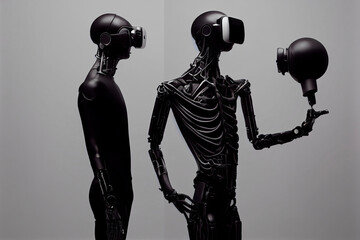 Robots. Futuristic interpretation Future 2025. Generation of robots. Virtual reality. My Collection. Illustration. Generative AI