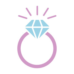 Vector wedding ring with a diamond icon