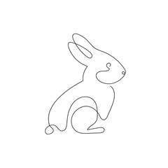 Rabbit drawn in one continuous line. One line drawing, minimalism. Vector illustration.