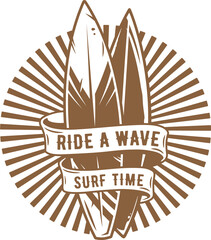 Surf board for surfing. Graphic surfboard of summer tropical hawaii for surf print of surfer © Casoalfonso