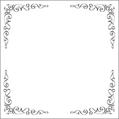 Elegant black and white monochrome ornamental border for greeting cards, banners, invitations. Isolated vector illustration.