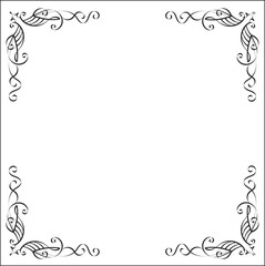 Elegant black and white monochrome ornamental border for greeting cards, banners, invitations. Isolated vector illustration.