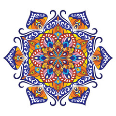 Colorful floral modern mandala and flower background.