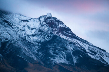 Close up magnification view on Volcano Popocatepetl from Iztaccihuatl, Mexico.
