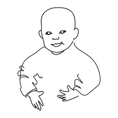 Sketch baby  line art for concept design. Hand drawn illustration.