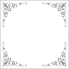 Obraz premium Black and white monochrome ornamental border for greeting cards, banners, invitations. Isolated vector illustration. Art nouveau style
