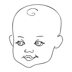 Baby portrait in line art style.