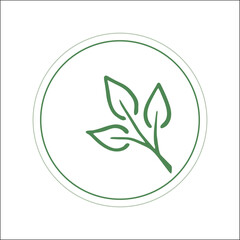 Green logo made with tree leaves. Leaf in the round frame. Vector illustration.