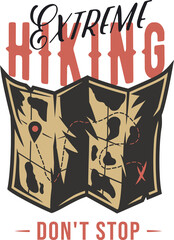 Camp map for camping and outdoor travel expedition or t-shirt print