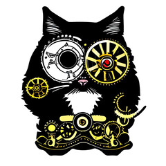 Steampunk Cat Illustration