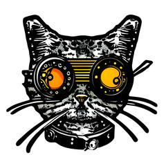 Steampunk Cat Illustration