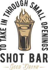 Hot shot B-52 with flame or fire. Burning alcohol liquor cocktail. Vector tropical design with B 52 for bar or pab