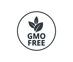 Isolated GMO Free symbol in black color.  - obrazy, fototapety, plakaty