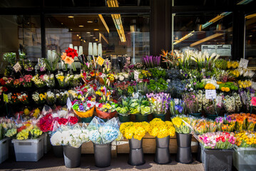 Flower selection at local deli store in Manhattan New York