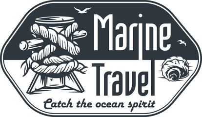 Marine bollard, nautical sea print, ocean spirit emblem - obrazy, fototapety, plakaty