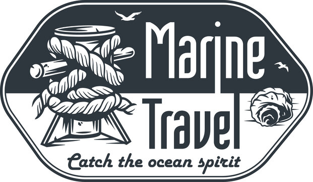Marine bollard, nautical sea print, ocean spirit emblem