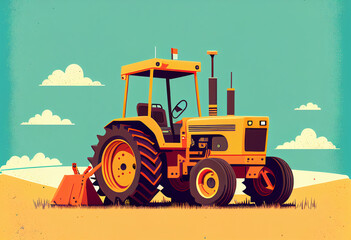 Fototapeta premium Agricultural tractor working in the field.