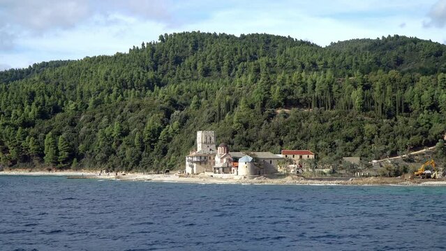 Zographou H. Monastery, arsanas, small harbour, Mount Athos, Athos, Halkidiki, Greece
