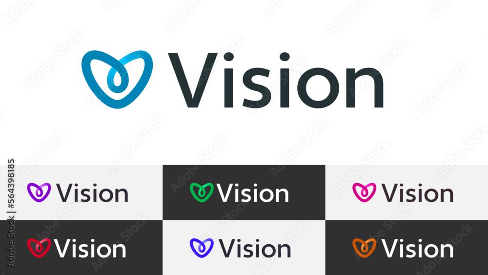 Fototapete Infinity Abstract Letter V Logo Minimal Linear Gradient Overlapping Loop with Editable Text and Easy to Customize Color Swatches Includes 7 Color Variations
