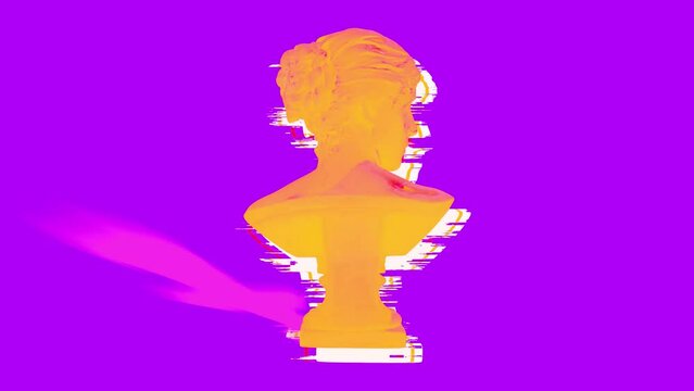 3D Colorful Rotating Venus Head Animation. Abstract Futuristic  Sculpture In Modern Art Style. NFT Cryptoart Concept. 4K
