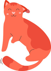 Cute domestic animal kitty flat icon Red cat
