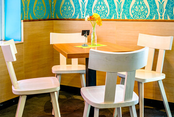 table and chairs at a restaurant