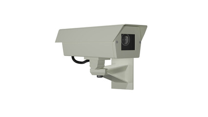 Fototapeta na wymiar White CCTV surveillance security square camera for monitoring isolated on transparent background. Minimal concept. 3D render