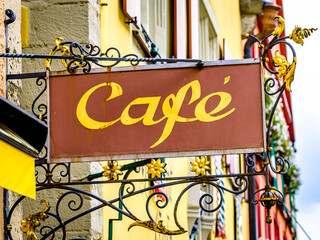 typical old cafe sign in austria
