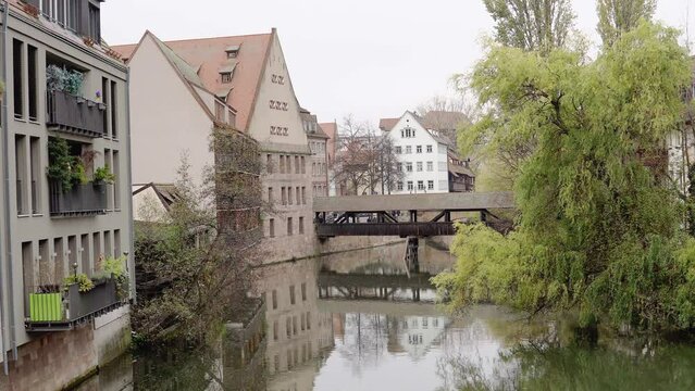 Image of an ancient city. Europe. Germany. Nuremberg. Bridge.