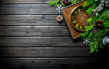 New year's clock one minute to midnight.