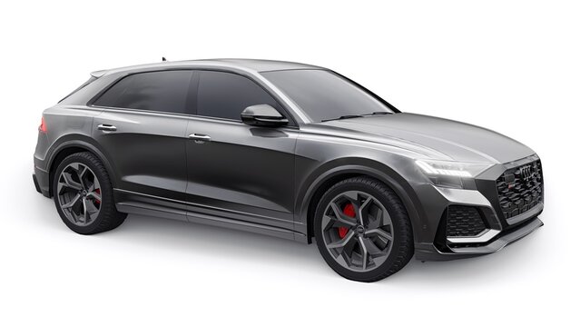 Berlin. Germany. November 08, 2022. Audi RSQ8 2022. sports SUV with four-wheel drive quattro for driving pleasure as well as for family and work. 3d illustration.