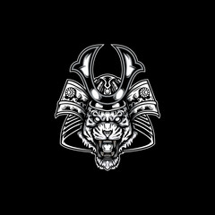 Samurai Tiger Roar Mascot Logo Design