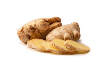 Ginger root isolated on white background.