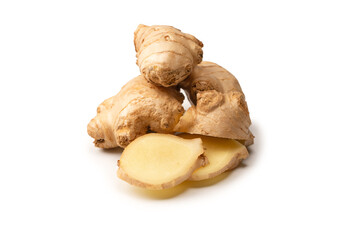 Ginger root isolated on white background.