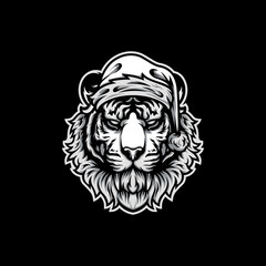 Tiger Santa Mascot Logo Design