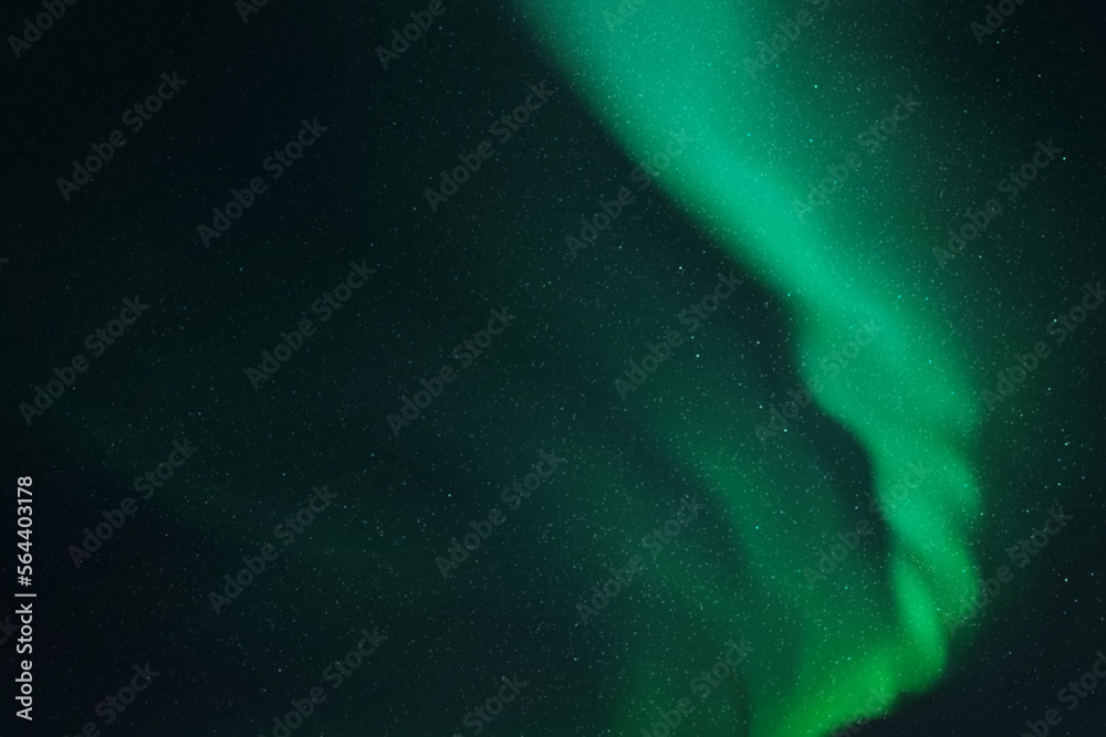 Sticker green aurora borealis. night starry sky and .northern lights.