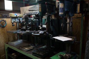 Fototapeta na wymiar Part machining with drilling machine