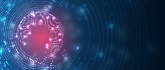 Quantum processing. Deep learning artificial intelligence. Future new technology  for business or science presentation