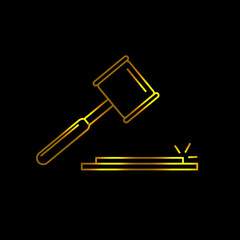 Law icon. Golden color. Law design icon for web and mobile devices. Vector 