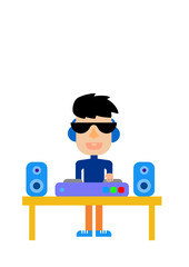 DJ with his party equipment on a transparent background