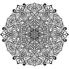 Black and White  unique flower mandala.
