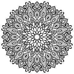 Black and White  unique flower mandala.