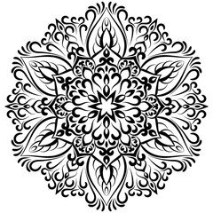 Black and White  unique flower mandala.