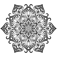 Black and White  unique flower mandala.