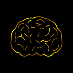Brain icon. Human brain medical icon. Golden color. vector illustration
