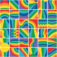 Colorful rainbows frames seamless pattern