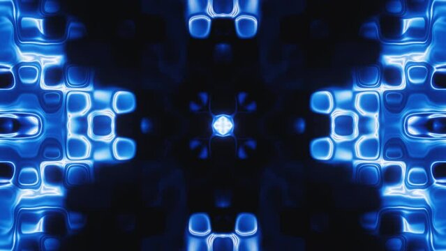 Abstract blue neon blinking squares tunnel vj loop animation
