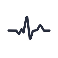 Vector icon of heartbeat. Line cardiogram isolated on white background. Cardiology pulse wave. Heart monitor